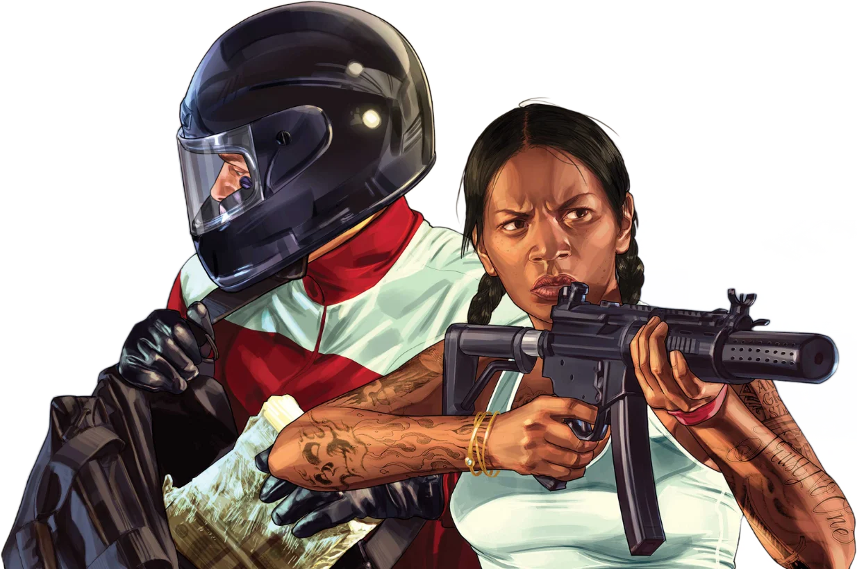 Streetfight: two armed fighters on a Los Santos street